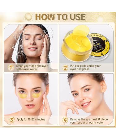 Hicream 24k Gold Under Eye Patches - 60 Pcs Anti-Aging Collagen & Hyaluronic Acid Eye Masks for Dark Circles, Puffiness & Wrinkles - Buy Online on GoSupps.com