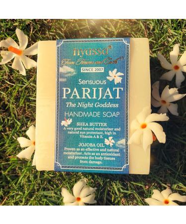 Luxurious Parijat Handmade Natural Soap - Shea Butter & Jojoba Oil Jasmine Fragrance for All Skin Types - 75g - Buy Online on GoSupps.com