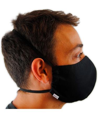 Kmina Pro Washable Face Mask (2 Pack) - Reusable Black Fabric Masks Gentle on Ears Made in Europe - Buy Online on GoSupps.com