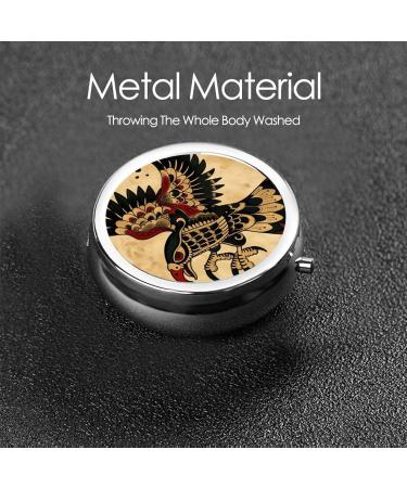 Totem Eagle Portable Metal Pill Box - Round Mini 3-Compartment Design for Travel | Ideal for Small Pills & Easy Storage - Buy Online on GoSupps.com