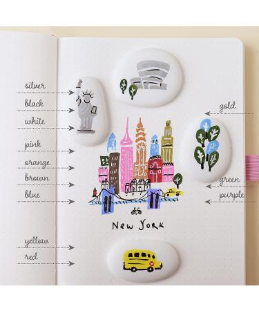 Primrosia 12 Essential Acrylic Paint Pens Set with Extra Fine Tip Markers - Primary Colors + Metallic Silver and Gold - Ideal for DIY Crafts, Paper, Ceramics, Rocks, Canvas - Fine Tip - Buy Online on GoSupps.com