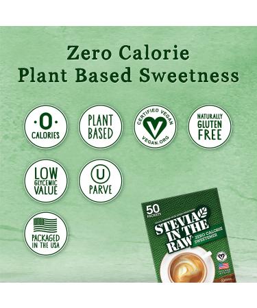 Stevia in the Raw Zero Calorie Sweetener Packets - 50 Count Box | Healthy Natural Sweetening - Buy Online on GoSupps.com