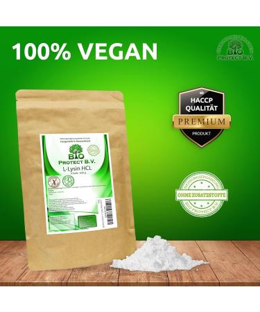 L-Lysine Powder 500g - 100% Pure Vegan Lysine HCL | No Additives No Magnesium Stearate - Bio Protect BV - Buy Online on GoSupps.com