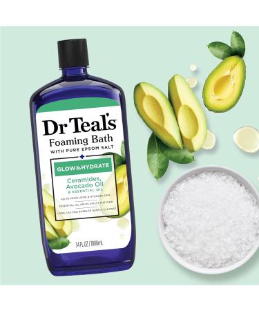 Dr Teal's Foaming Bath with Pure Epsom Salt | Glow & Hydrate Formula with Ceramides & Avocado Oil - 34 oz (Pack of 4) - International Shipping Available - Buy Online on GoSupps.com