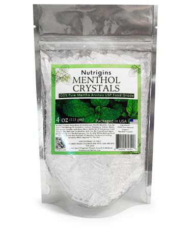 Menthol Crystals 100% Pure Organic Natural Spa Quality in 4OZ Resealable Bag