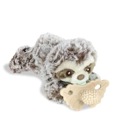 RaZbaby RaZberry Teether  Holder w/Detachable Baby Teething Toy  Textured BerryBumps Soothe Sore Gums  Machine Washable Stuffed Animal RaZbuddy  All Ages 0M+  Easy to Hold or Hands-Free   Sloth/Tan