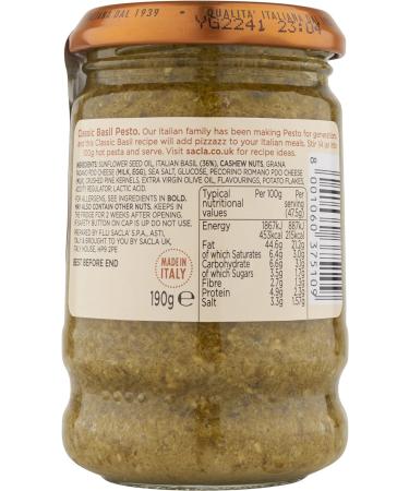 Sacla Italia Classic Basil Pesto 190g - Authentic Italian Pesto Sauce - Buy Online on GoSupps.com