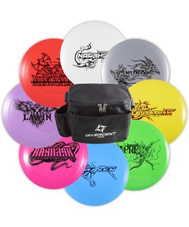 Divergent Discs 8-Disc Beginners Disc Golf Set with Starter Disc Golf Bag