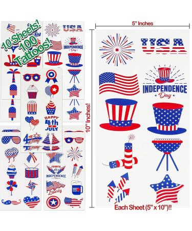 USA Temporary Tattoos - 100 Patriotic Designs for 4th of July Party | American Flag & USA Theme Party Props by Anapoliz - Buy Online on GoSupps.com