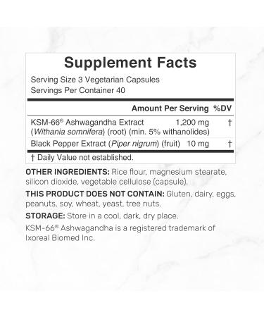 KSM 66 Ashwagandha 1,200mg with Black Pepper 120 Veggie Capsules Extra Strength Root Extract High Absorption Adaptogenic Supplements for Relaxation Energy & Brain Health Non-GMO - Buy Online on GoSupps.com