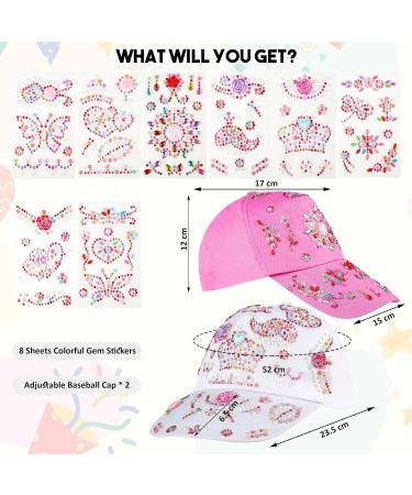 Personalized DIY Baseball Cap Set for Girls - Adjustable Glittering Sun Hat with 8 Leaves Stones - Buy Online on GoSupps.com