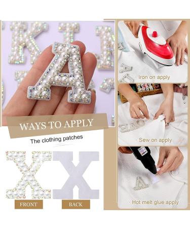 26 Piece Rhinestone Iron On Patch A-Z Alphabet Applique in Colorful White - DIY Craft Supplies - Buy Online on GoSupps.com