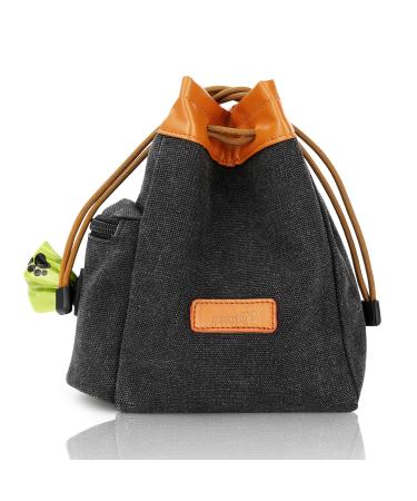 Pecute treats for dog training portable feed bag dogs comfortable cord striking cap light & compact & functional pet food pocket for walking & dog training ... S black + orange