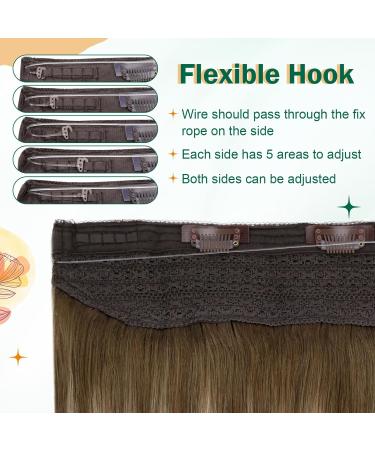 Easyouth Ombre Wire Human Hair Extensions 20 Inch 100g Balayage Brown to Honey Blonde Invisible Wire Extensions - Buy Online on GoSupps.com