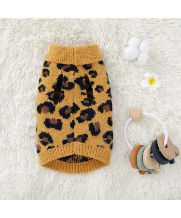 FAMKIT Leopard Pattern Dog Sweater - Cozy Winter Knitwear for Small Dogs (2-3KG) - Yellow Puppy Clothes - Buy Online on GoSupps.com