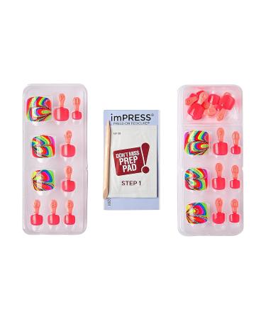 KISS imPRESS Sugarpop Square Press-On Pedicure Nail Kit | Glittery Multicolored Toenails + Prep Pad, Nail File, Cuticle Stick, 24 Nails - Buy Online on GoSupps.com