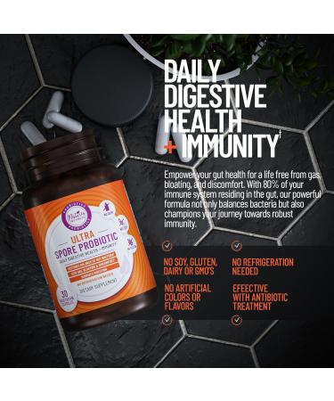 Natures Instincts Ultra Spore Probiotic with Live Strains | Daily Soil Based Probiotic for Digestive Support & Gut Health | Soy-Free, Dairy-Free, Gluten-Free, Non-Refrigerated Probiotics, 30 Capsules - Buy Online on GoSupps.com