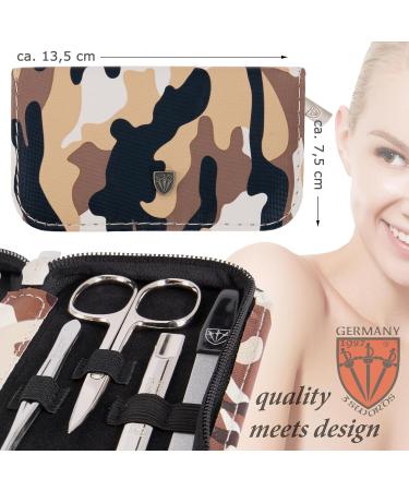 3 Swords Germany - brand quality 8 piece manicure pedicure grooming kit set for professional finger & toe nail care scissors clipper fashion leather case in gift box Made by 3 Swords (001429) ARMY / CAMOUFLAGE - Buy Online on GoSupps.com
