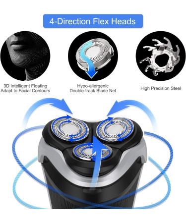 MAX-T Men's Electric Shaver - Corded/Cordless 3D Rotary Razor with Pop-up Trimmer - Wet/Dry - Wall Adapter Included - Buy Online on GoSupps.com
