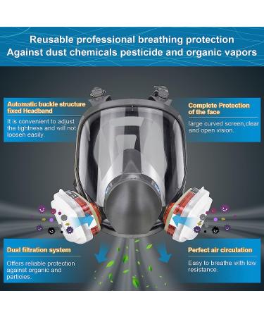 Reusable Respirator full Face Gas Cover Organic Vapor Mask and Anti-fog for Painting mechanical polishing logging welding Against Dust Staining Sanding & Cutting - Buy Online on GoSupps.com