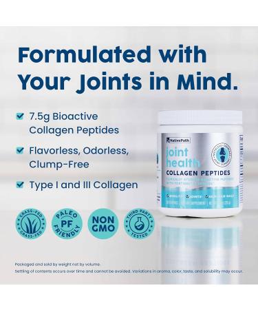 NativePath Joint Health Advanced Formula Type 1 & 3 Peptides with Fortigel & Verisol Grass-Fed Unflavored Collagen for Women & Men 30 Servings - Buy Online on GoSupps.com
