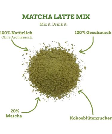  TeaClub Matcha Latte Mix with 20% Matcha tea powder and coconut blossom sugar 200g vegan and gluten-free Green tea powder with coconut blossom sugar TeaClub - Buy Online on GoSupps.com