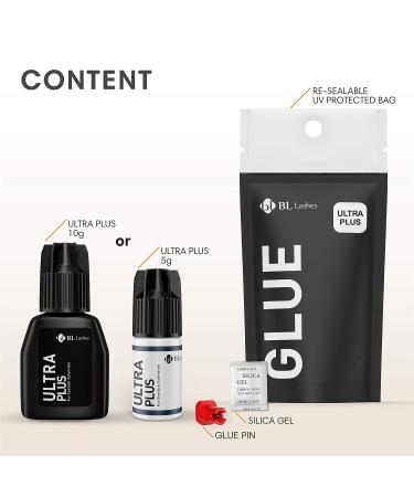 Ultra Plus BL Lashes Extra Strong Eyelash Extension Glue 10ml - Fast Drying, Great Retention, Long Lasting | Professional's Choice for Eyelash Extension Supplies - Buy Online on GoSupps.com