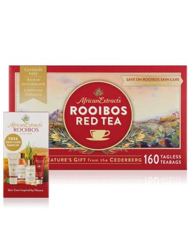 African Extracts Rooibos Tea - with Bonus SKINCARE Pack -160 Teabags USDA Organic South African 100% Pure Caffeine Free Fairtrade