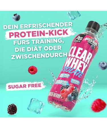 All Stars Clear Whey Isolate - Fruity Sugar-Free Protein Drink | 12 x 500ml Mixed Berry - Refreshing Low-Calorie Athletic Fuel - Buy Online on GoSupps.com