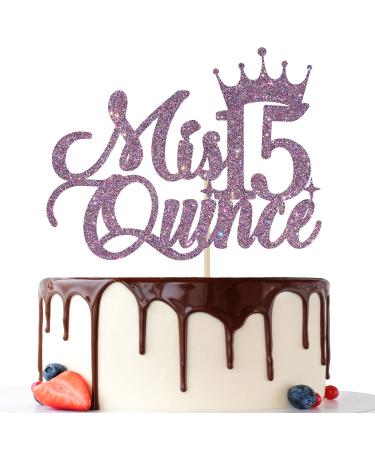 Mis Quince 15 Cake Topper Mis Quince A os Decorations 15th Birthday Cake Topper Happy 15th Birthday Decorations Purple Glitter