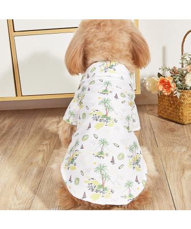 Yanmucy Hawaii Shirt for Small Dogs - 2-Piece Cool & Breathable Summer Pet Apparel with Coconut Tree & Palm Leaves - Perfect for Small Pets - Buy Online on GoSupps.com