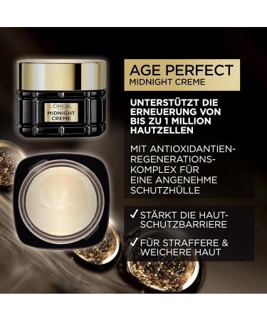 L'Or al Paris Age Perfect Zell-Renaissance Midnight Cream - Anti-Aging Facial Care for All Skin Types Reduces Wrinkles & Tightens Skin with Vitamin E - 50 ml - Buy Online on GoSupps.com
