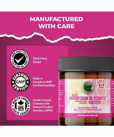 Pure Lab Vitamins - Magnesium Glycinate Raspberry Lemon Powder Mix 214g - Magnesium Supplement for Muscle Cramps Relaxation Sleep Support Healthy Bones and Teeth - Buy Online on GoSupps.com