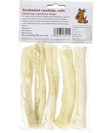 Natural Rawhide Dog Chews Treats Rolls Mint Healthy Food Snacks Pack of 10 by PJ Pet Products - Buy Online on GoSupps.com