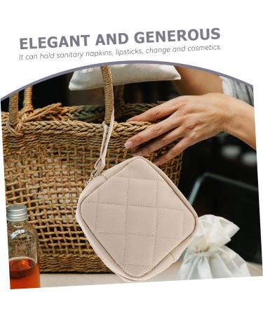 FOYTOKI Mini Makeup Bag - Multifunction Portable Tampon Holder - Reusable Period Bag - Beige 13x13cm - Buy Online on GoSupps.com