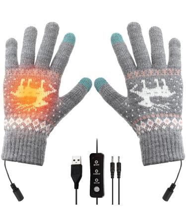 Victop USB Heated gloves for women and men heating winter hands warm gloves touchscreen laptop gloves hand warmer to knit for inside laptop office work gray-M