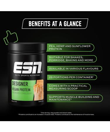 ESN Vegan Designer Protein Powder Cinnamon Cereal 2 x 910 g Can + Free Shaker - Muscle Building and Recovery Cinnamon Cereal 910 g (Package of 2) - Buy Online on GoSupps.com