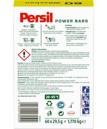 Persil Power Bars Universal Detergent - 60 Wash Loads Pre-Dosed Sustainable Packaging for Hygienic Laundry (60 Pieces) - Buy Online on GoSupps.com