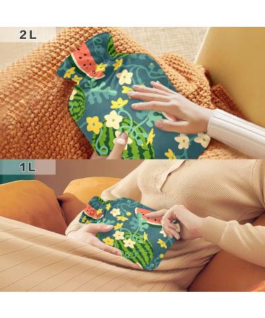 Watermelon Hot Water Bottle with Cover - 1L BPA Free for Pain Relief Headache Neck & Shoulders - Buy Online on GoSupps.com