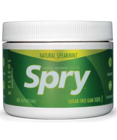 Spry Xylitol Gum Spearmint 100 Pieces Spearmint 100 Count (Pack of 1) - Buy Online on GoSupps.com