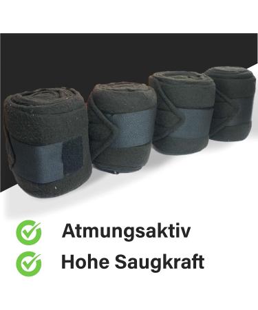 Fleece Bandages for Mini Shetland Ponies - Velcro Fastener | 4-Pack with Storage Bag Black - Buy Online on GoSupps.com