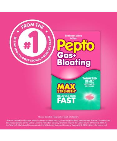 Pepto Gas + Bloating Simethicone 250 mg Softgels 50 Count Gas Relief for Adults Anti Gas and Bloating Gas Relief Maximum Strength - Buy Online on GoSupps.com