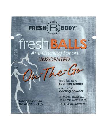 Fresh Balls On-The-Go Anti-Chafing Lotion 0.07 Fl Oz Travel Size Packet (60 Pack) - Men's Soothing Cream to Powder - Ball Deodorant and Hygiene for Groin Area 0.07 Fl Oz (Pack of 60) - Buy Online on GoSupps.com