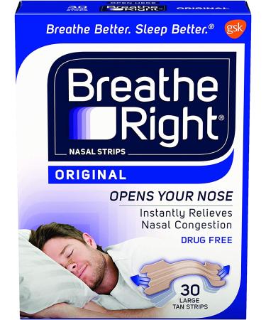 Breathe Right Original Nose Strips - Reduce Snoring & Relieve Congestion - Tan, 30 Count - Buy Online on GoSupps.com
