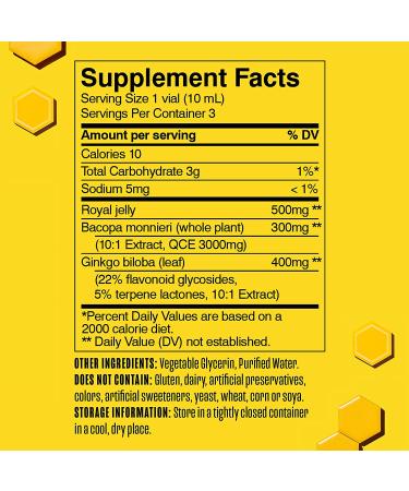 Beekeeper's Naturals B. LXR Brain Fuel - 3 Vials (0.35 fl oz each) for Enhanced Focus - Buy Online on GoSupps.com