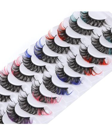 ALPHONSE Colored Russian Strip False Lashes - D Curl Fluffy Volume Curly Faux Mink 10 Pairs - Buy Online on GoSupps.com