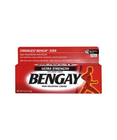 Ultra Strength Bengay Topical Pain Relief Cream Non-Greasy Topical Analgesic for Minor Arthritis Muscle Joint and Back Pain Camphor Menthol & Methyl Salicylate 4 oz