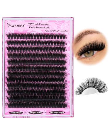Yawamica Fluffy Lash Clusters - 200D Volume Eyelash Extensions 14-20mm Wispy Individual Lashes | 240pcs DIY for Beginners - Buy Online on GoSupps.com