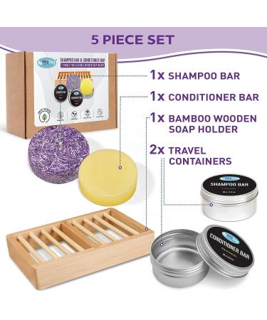 Shampoo & Conditioner Bar Set for Women - 5pc Eco-Friendly Hair Care Gift with Holder, Travel Tins & Soap Saver - Buy Online on GoSupps.com