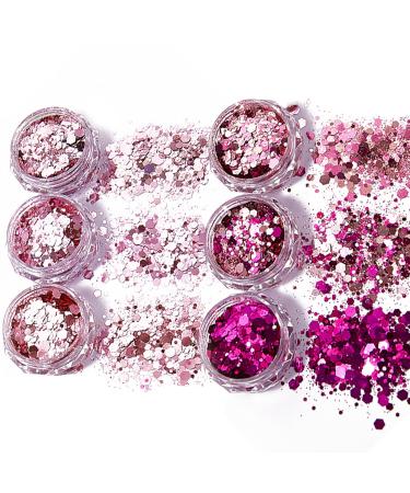 GZSYY Nail Glitter Sequins Glitter for Nails 6PCS Nail Glitter Powder Baby Pink Holographic Powder Nails Color10